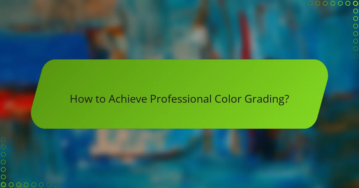 How to Achieve Professional Color Grading?