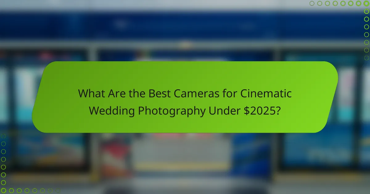 What Are the Best Cameras for Cinematic Wedding Photography Under $2025?